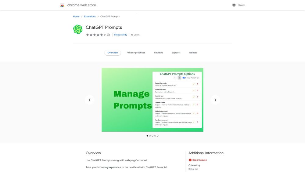 ChatGPT 提示管理器